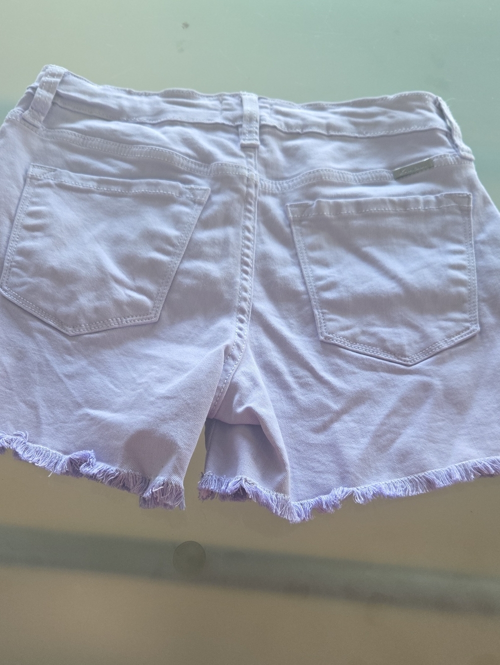 KanCan Light Lavender Frayed Hem Jean Shorts